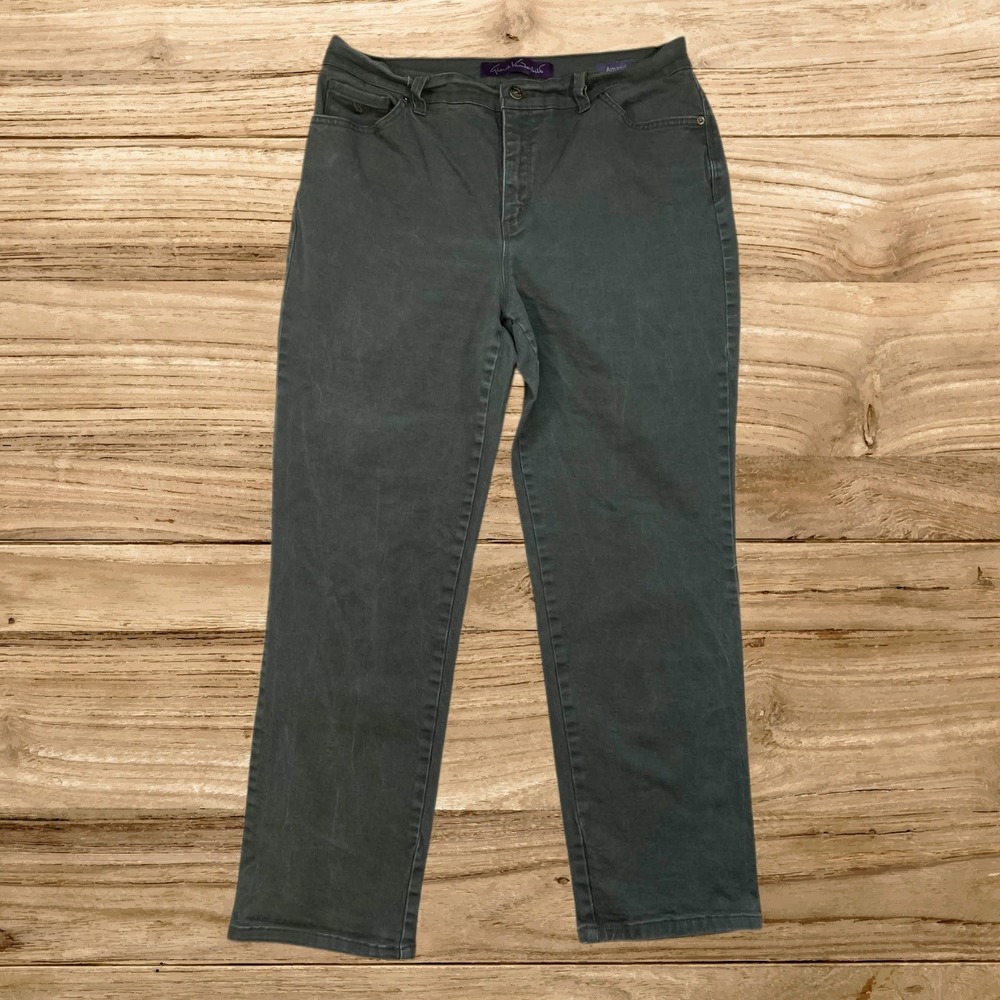 Gloria Vanderbilt Amanda Jeans Womens 12 Short Dark Olive Green High Rise